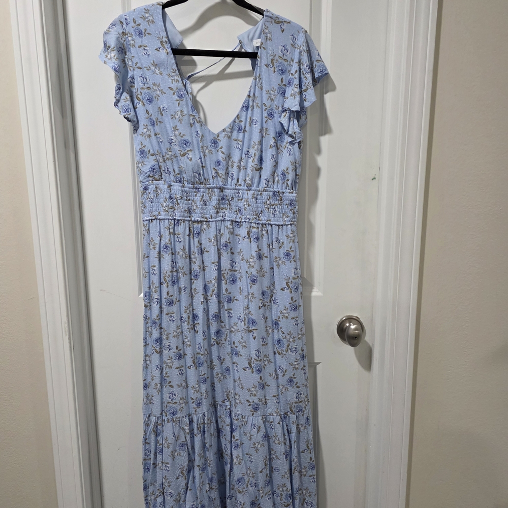 Altar'd State Light Blue Floral Maxi Dress
